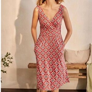 Boden Red and White Floral Dress